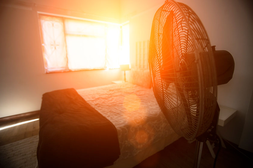 Fan cooling very hot room