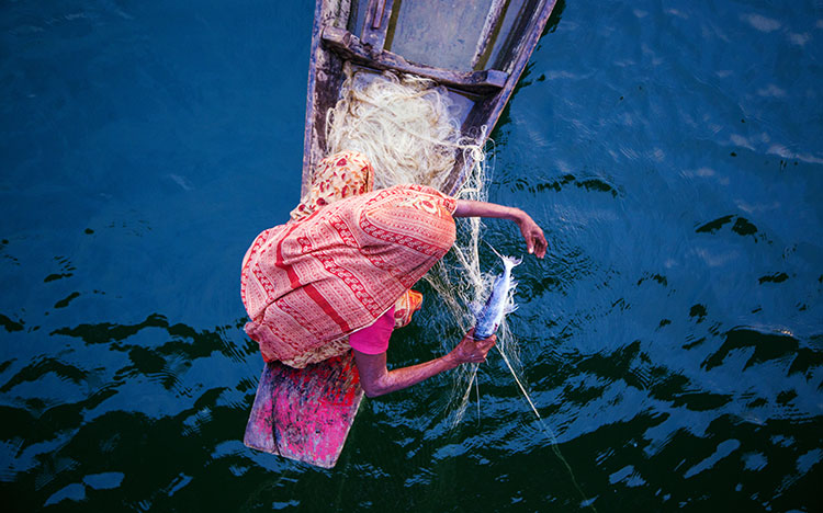 Woman fishing